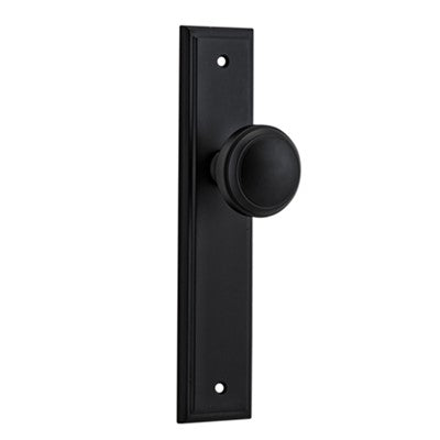 Iver Door Knob Paddington Stepped Latch Pair Matt Black D55xP64mm BPH237xW50mm