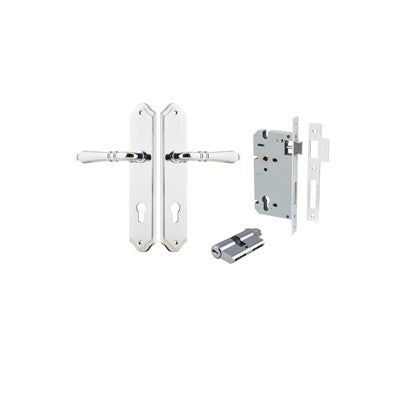 Iver Door Lever Sarlat Shouldered Polished Chrome Key / Key Entrance Kit