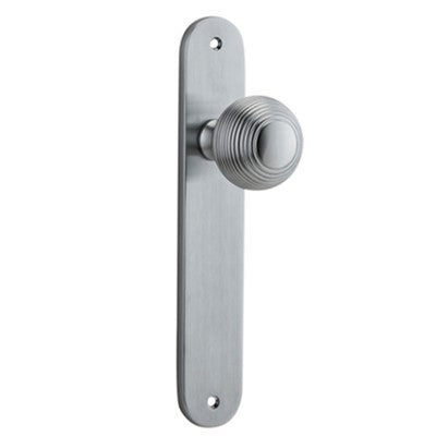 Iver Door Knob Guildford Oval Latch Pair Brushed Chrome D52xP72mm BPH240xW40mm