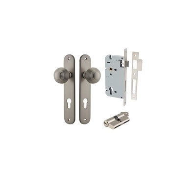 Iver Door Knob Guildford Oval Satin Nickel Key / Key Entrance Kit