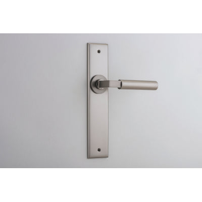 Iver Door Lever Berlin Chamfered Latch Pair Satin Nickel L120xP59mm BPH240xW50mm