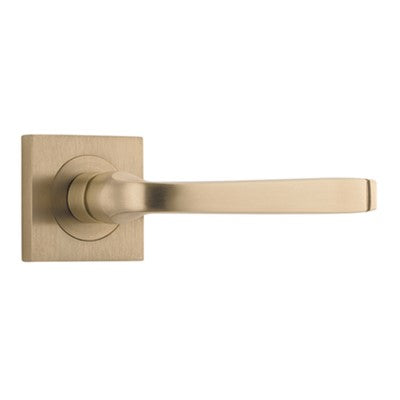 Iver Door Lever Annecy Rose Square Concealed Fix Pair Brushed Brass L117xP66mm BPH52xW52mm