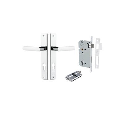 Iver Door Lever Osaka Rectangular Polished Chrome Key / Key Entrance Kit