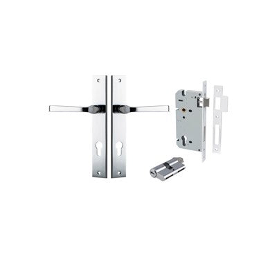 Iver Door Lever Annecy Rectangular Polished Chrome Key / Key Entrance Kit