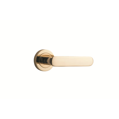 Iver Door Lever Bronte Rose Round Concealed Fix Pair Polished Brass L117xP56mm BPD52mm