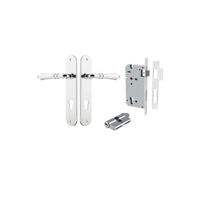 Iver Door Lever Sarlat Oval Polished Chrome Key / Key Entrance Kit