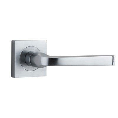 Iver Door Lever Annecy Rose Square Concealed Fix Pair Brushed Chrome L117xP66mm BPH52xW52mm