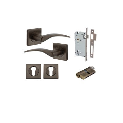 Iver Door Lever Oxford Rose Square Signature Brass Key / Key Entrance Kit