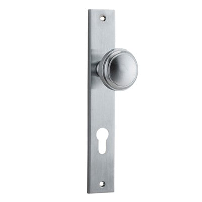 Iver Door Knob Paddington Rectangular Euro Pair Brushed Chrome CTC85mm D55xP61mm BPH240xW38mm