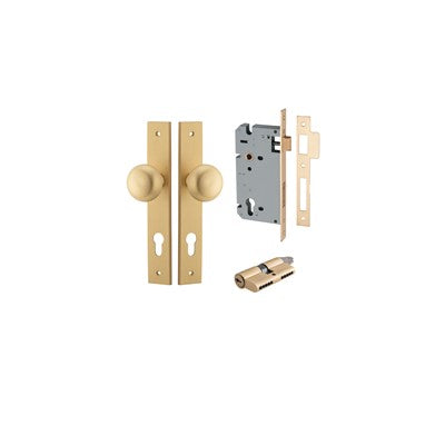 Iver Door Knob Cambridge Rectangular Satin Brass Key / Key Entrance Kit