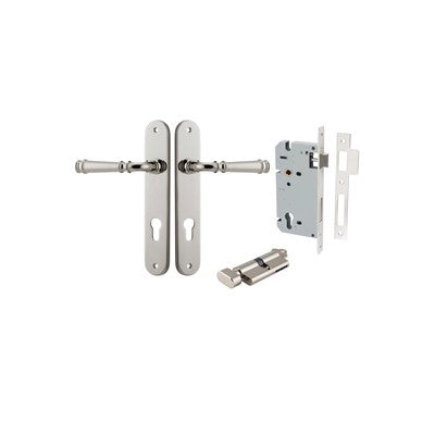 Iver Door Lever Verona Oval Polished Nickel Key / Thumb Entrance Kit