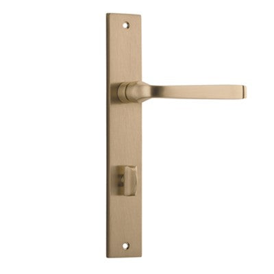 Iver Door Lever Annecy Rectangular Privacy Pair Brushed Brass CTC85mm L117xP63mm BPH240xW38mm