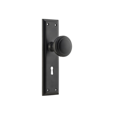 Tradco Door Knob Milton Lock Pair Matt Black H200xW50xP73mm
