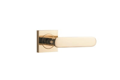 Iver Door Lever Bronte Rose Square Concealed Fix Pair Polished Brass L117xP56mm BPH52xW52mm