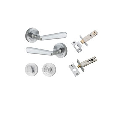 Iver Door Lever Copenhagen Rose Round Brushed Chrome Privacy Kit