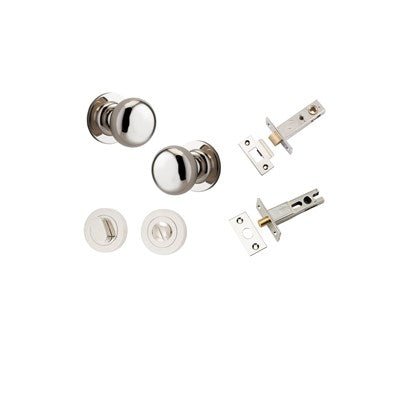 Iver Door Knob Cambridge Rose Round Polished Nickel Privacy Kit