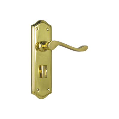 Tradco Door Lever Henley Privacy Pair Polished Brass H180xW50xP58mm