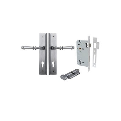 Iver Door Lever Verona Stepped Brushed Chrome Key / Thumb Entrance Kit