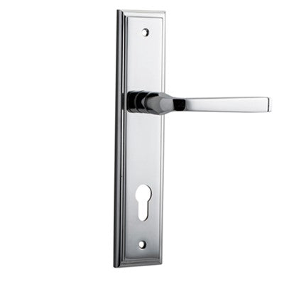 Iver Door Lever Annecy Stepped Euro Pair Polished Chrome CTC85mm L117xP66mm BPH237xW50mm