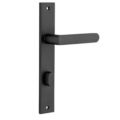 Iver Door Lever Osaka Rectangular Privacy Pair Matt Black CTC85mm L120xP52mm BPH240xW38mm