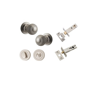 Iver Door Knob Guildford Rose Round Satin Nickel Privacy Kit