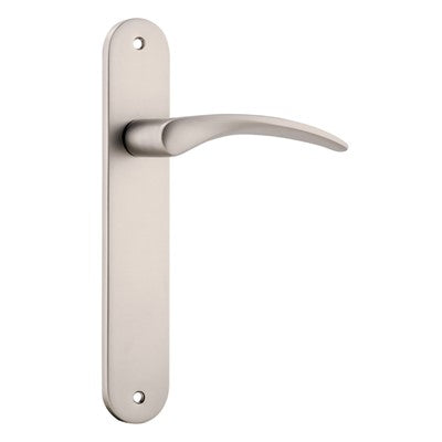 Iver Door Lever Oxford Oval Latch Pair Satin Nickel L125xP60mm BPH240xW40mm