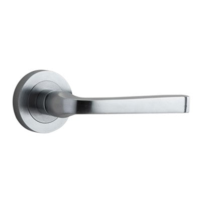 Iver Door Lever Annecy Rose Round Concealed Fix Pair Brushed Chrome L117xP66mm BPD52mm