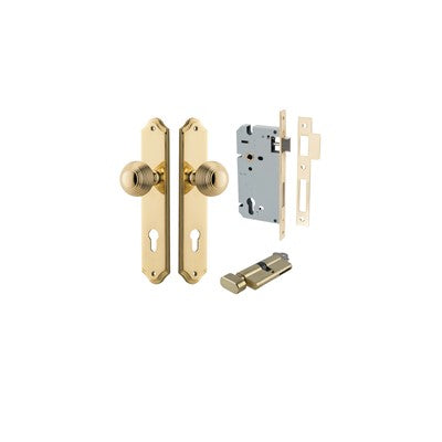 Iver Door Knob Guildford Shouldered Polished Brass Key / Thumb Entrance Kit