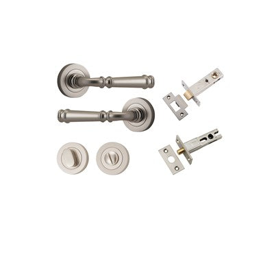 Iver Door Lever Verona Rose Round Satin Nickel Privacy Kit