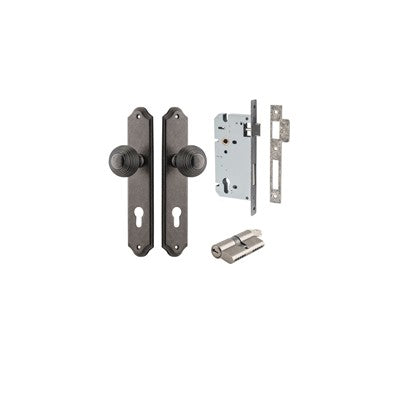 Iver Door Knob Guildford Shouldered Distressed Nickel Key / Key Entrance Kit