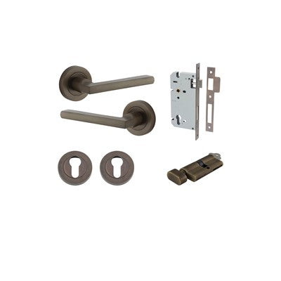 Iver Door Lever Baltimore Rose Round Signature Brass Key / Thumb Entrance Kit