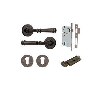 Iver Door Lever Verona Rose Round Signature Brass Key / Thumb Entrance Kit