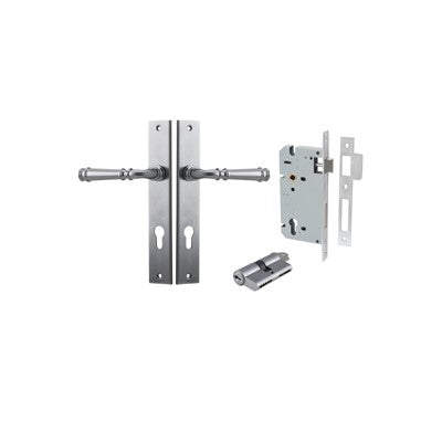 Iver Door Lever Verona Rectangular Brushed Chrome Key / Key Entrance Kit