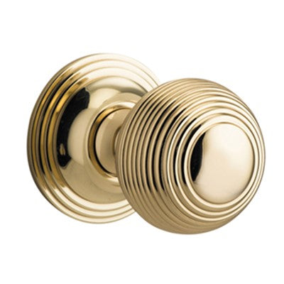 Iver Door Knob Guildford Rose Round Concealed Fix Pair Polished Brass D52xP78mm BPD61mm