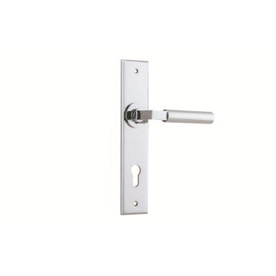 Iver Door Lever Berlin Chamfered Euro Pair Polished Chrome CTC85mm L120xP59mm BPH240xW50mm