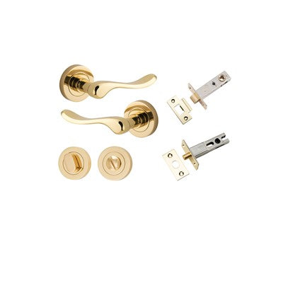 Iver Door Lever Stirling Rose Round Polished Brass Privacy Kit