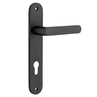 Iver Door Lever Osaka Oval Euro Pair Matt Black CTC85mm L120xP52mm BPH240xW40mm