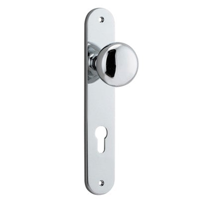 Iver Door Knob Cambridge Oval Euro Pair Polished Chrome CTC85mm D55xP60mm BPH240xW40mm