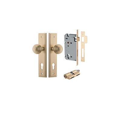 Iver Door Knob Guildford Stepped Brushed Brass Key / Key Entrance Kit