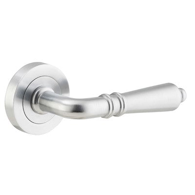 Iver Door Lever Sarlat Rose Round Concealed Fix Pair Brushed Chrome L111xP56mm BPD52mm