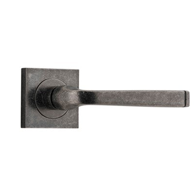 Iver Door Lever Annecy Rose Square Concealed Fix Pair Distressed Nickel L117xP66mm BPH52xW52mm