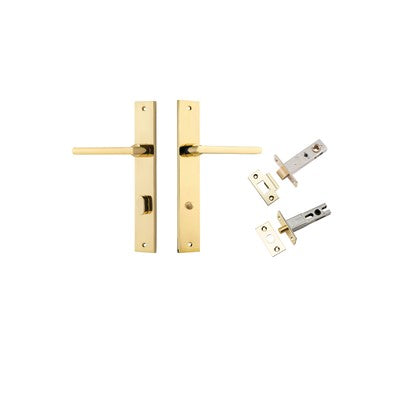 Iver Door Lever Baltimore Rectangular Polished Brass Privacy Kit