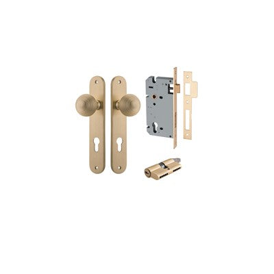 Iver Door Knob Guildford Oval Brushed Brass Key / Key Entrance Kit