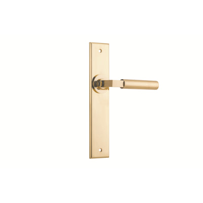 Iver Door Lever Berlin Chamfered Latch Pair Polished Brass L120xP59mm BPH240xW50mm