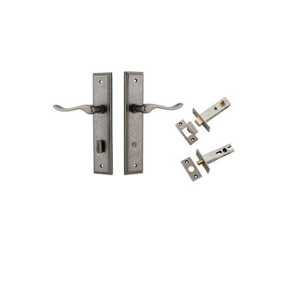 Iver Door Lever Stirling Stepped Distressed Nickel Privacy Kit