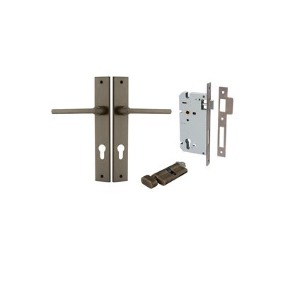 Iver Door Lever Baltimore Rectangular Signature Brass Key / Thumb Entrance Kit