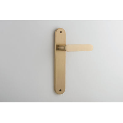 Iver Door Lever Bronte Oval Latch Pair Brushed Brass L117xP53mm BPH240xW40mm