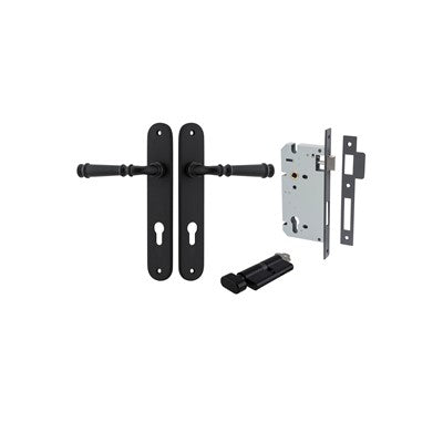 Iver Door Lever Verona Oval Matt Black Key / Thumb Entrance Kit