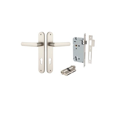 Iver Door Lever Osaka Oval Satin Nickel Key / Key Entrance Kit