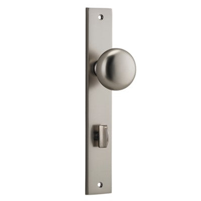 Iver Door Knob Cambridge Rectangular Privacy Pair Satin Nickel CTC85mm D55xP60mm BPH240xW38mm